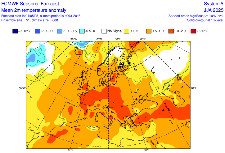Zdroj: ecmwf.int - Teplotná anomália pre Jún 2025